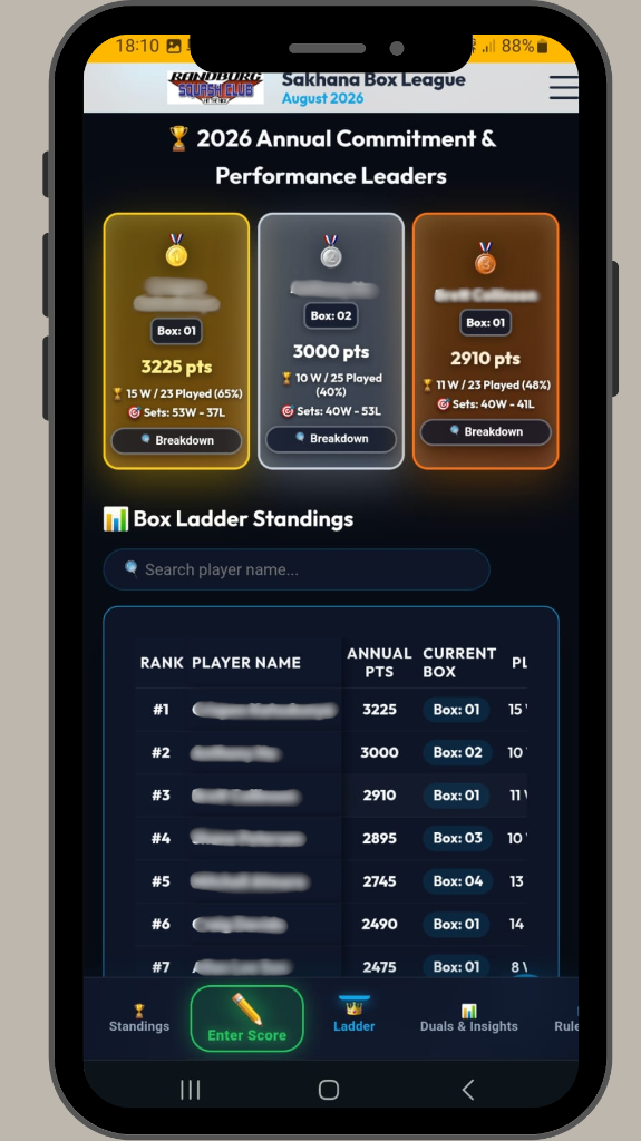 Sakhana Box League Standings & Chat
